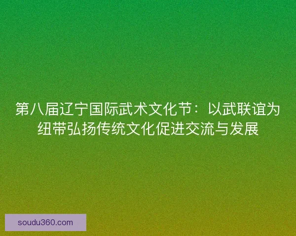 第八届辽宁国际武术文化节：以武联谊为纽带弘扬传统文化促进交流与发展